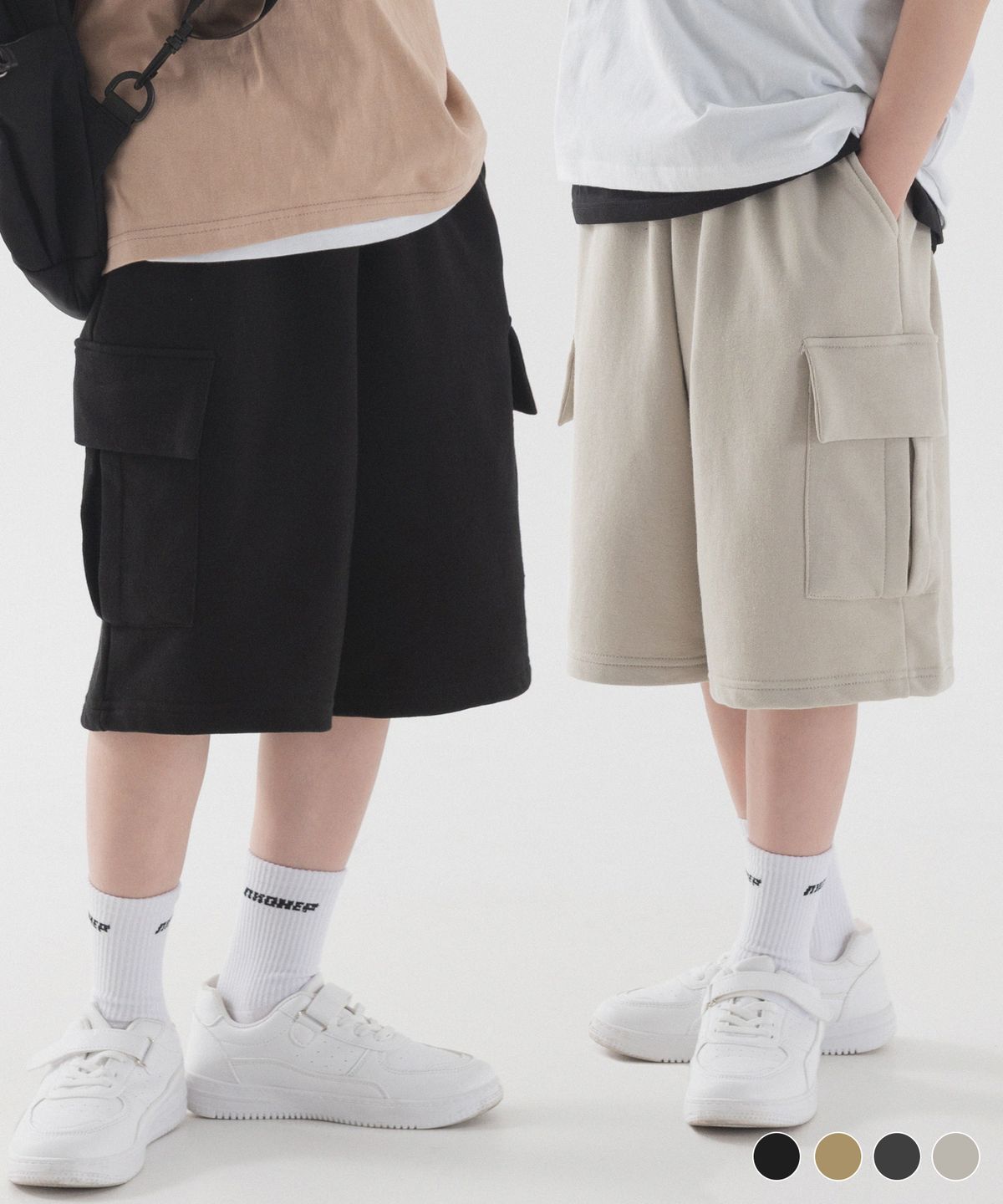 피아네르 키즈(PIANER KIDS) [2 PACK] 소프트 쭈리 카고 하프팬츠 (4color)