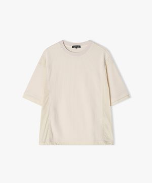 [25SS] LLM41538 크림 와플 텍스쳐 믹스 하프 티셔츠