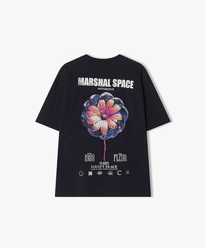 [25SS] LLM42502 네이비 METAL FLOWER 아트웍 하프 티셔츠