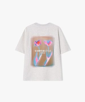 [25SS] LLM42505 오트밀 FRAME FLOWER 아트웍 하프 티셔츠