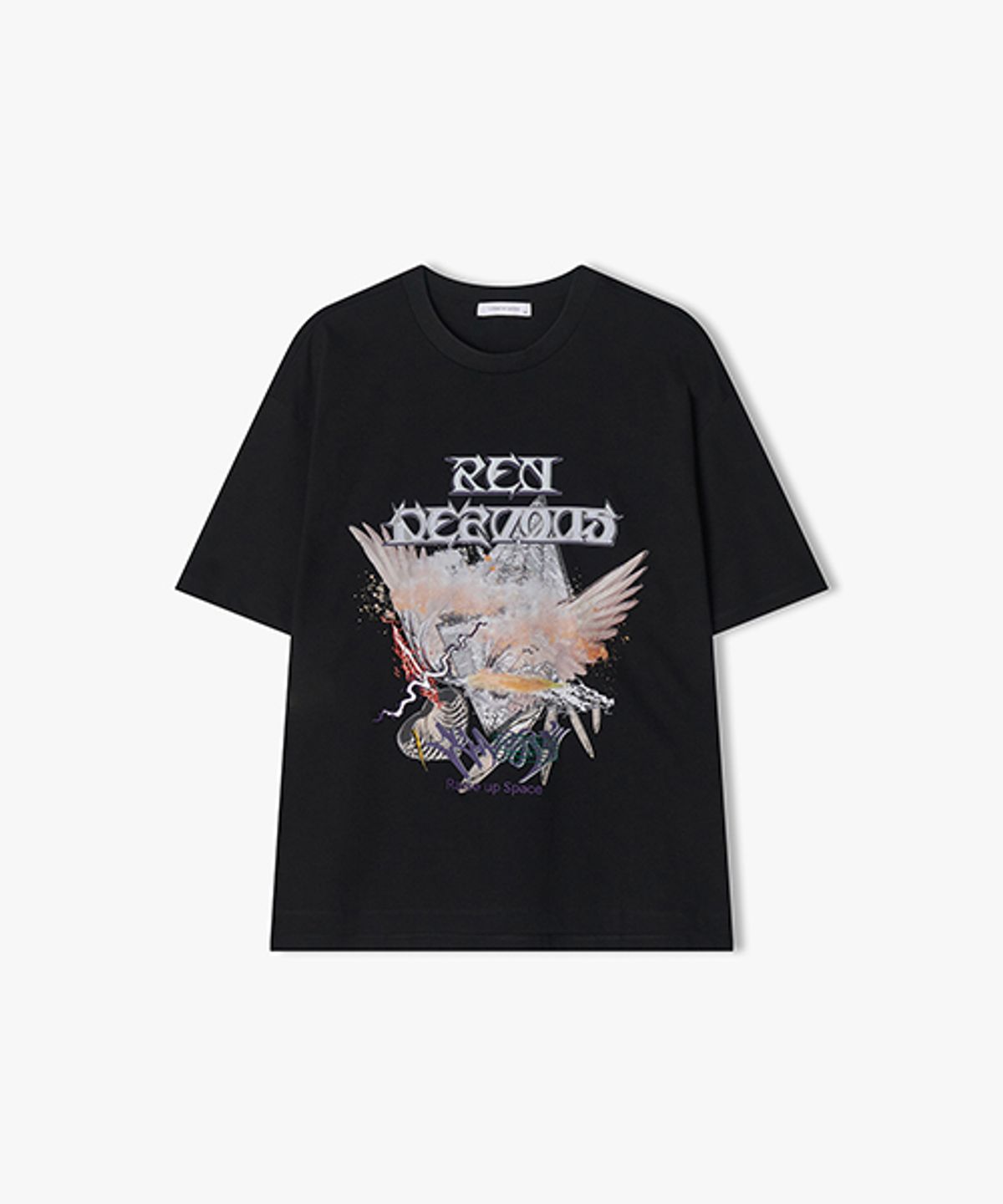 리버클래시(LIBERCLASSY) [25SS] LLM42515 블랙 RENDEZVOUS WAVE 아트웍 하프 티셔츠