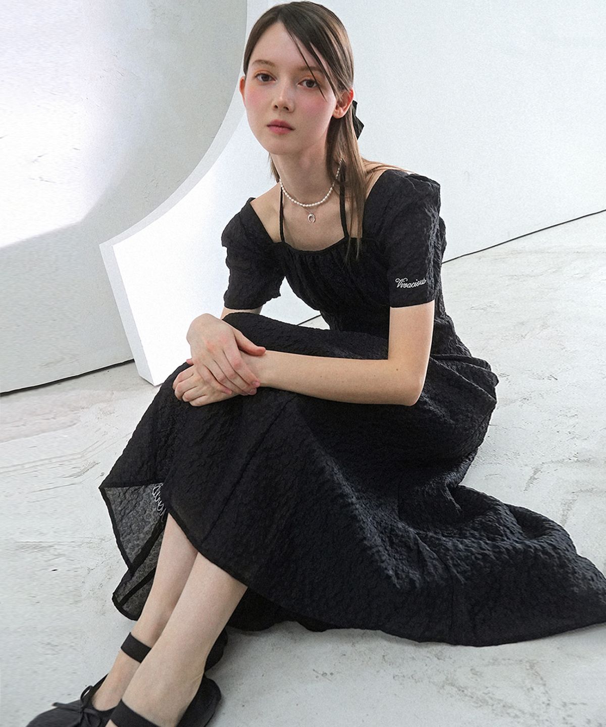 비바셔스(VIVACIOUS) Angel Wedding Long Onepiece BLACK