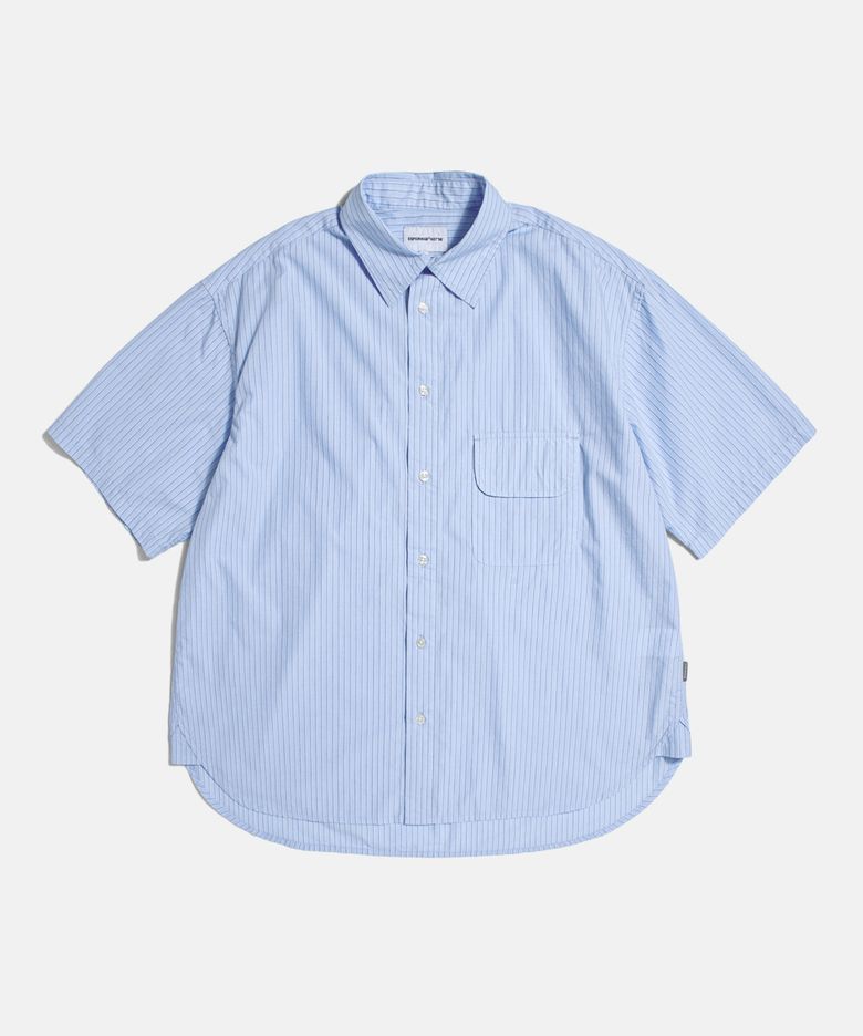 Vintage Stripe Flap Pocket S/S Shirt Light Blue