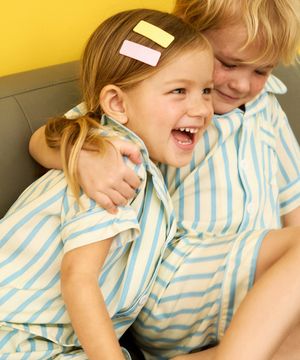 실크핏 퓨어 반팔 키즈 잠옷 세트