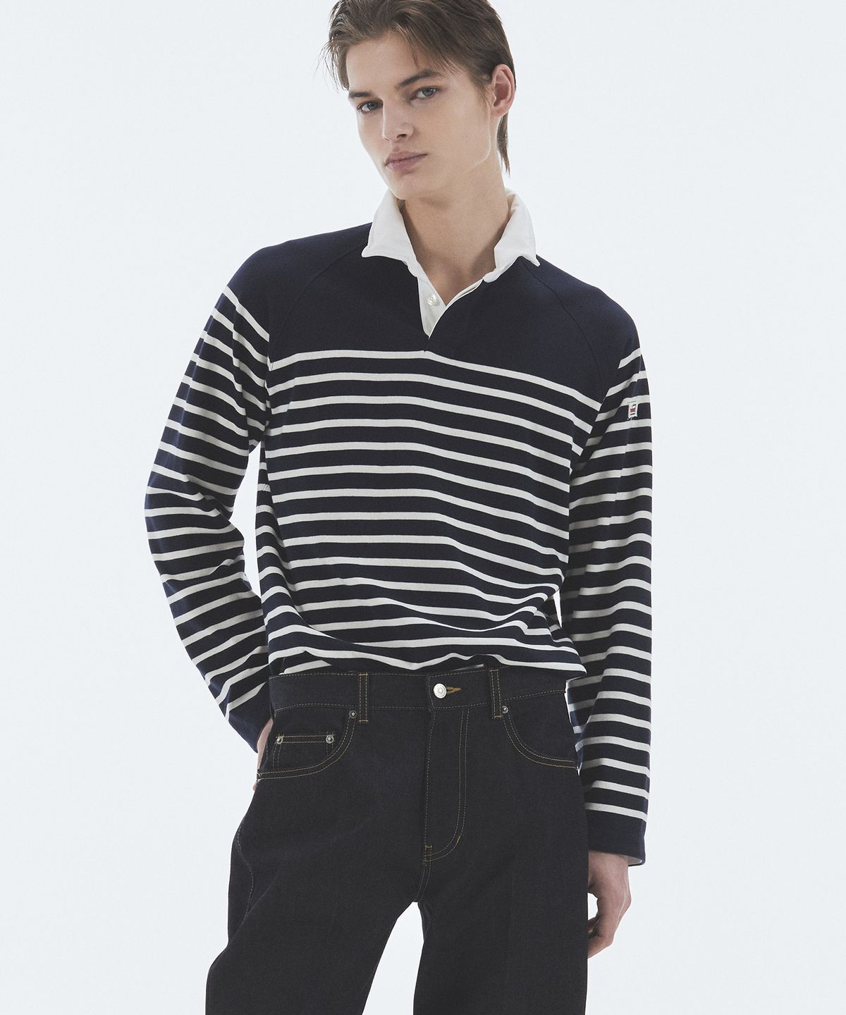 노앙(NOHANT) WIRE STRIPE RUGBY LONG SLEEVE T-SHIRT NAVY