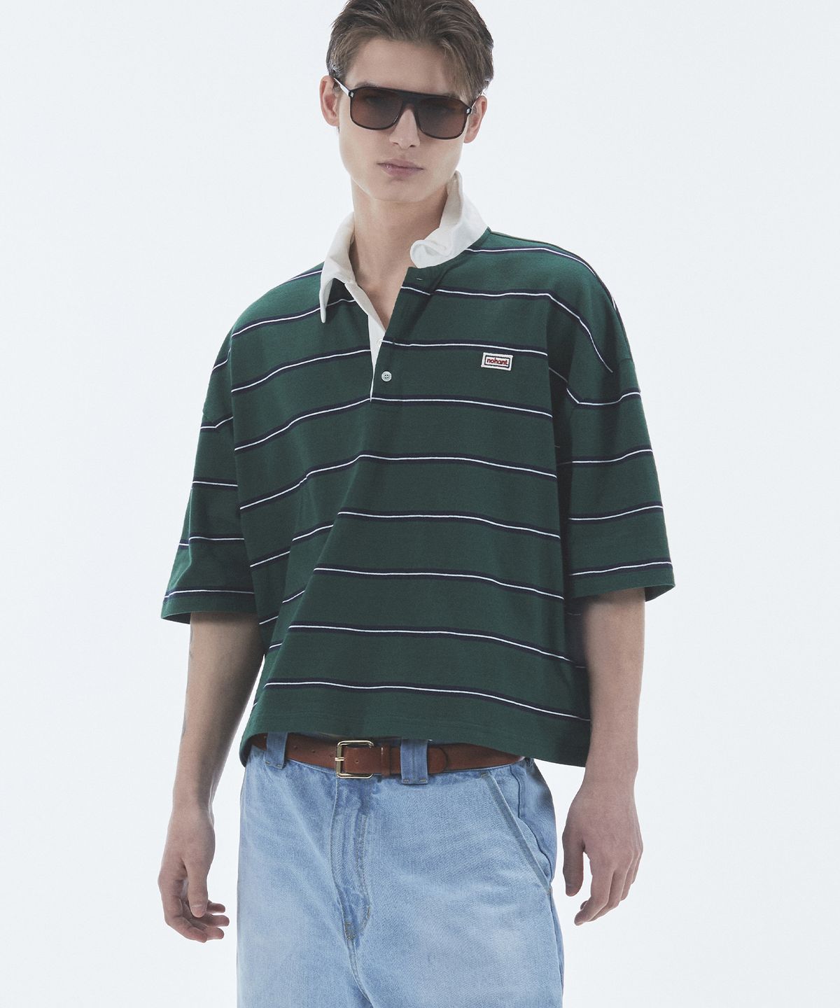 노앙(NOHANT) WIRE STRIPE RUGBY SHORT SLEEVE T-SHIRT GREEN