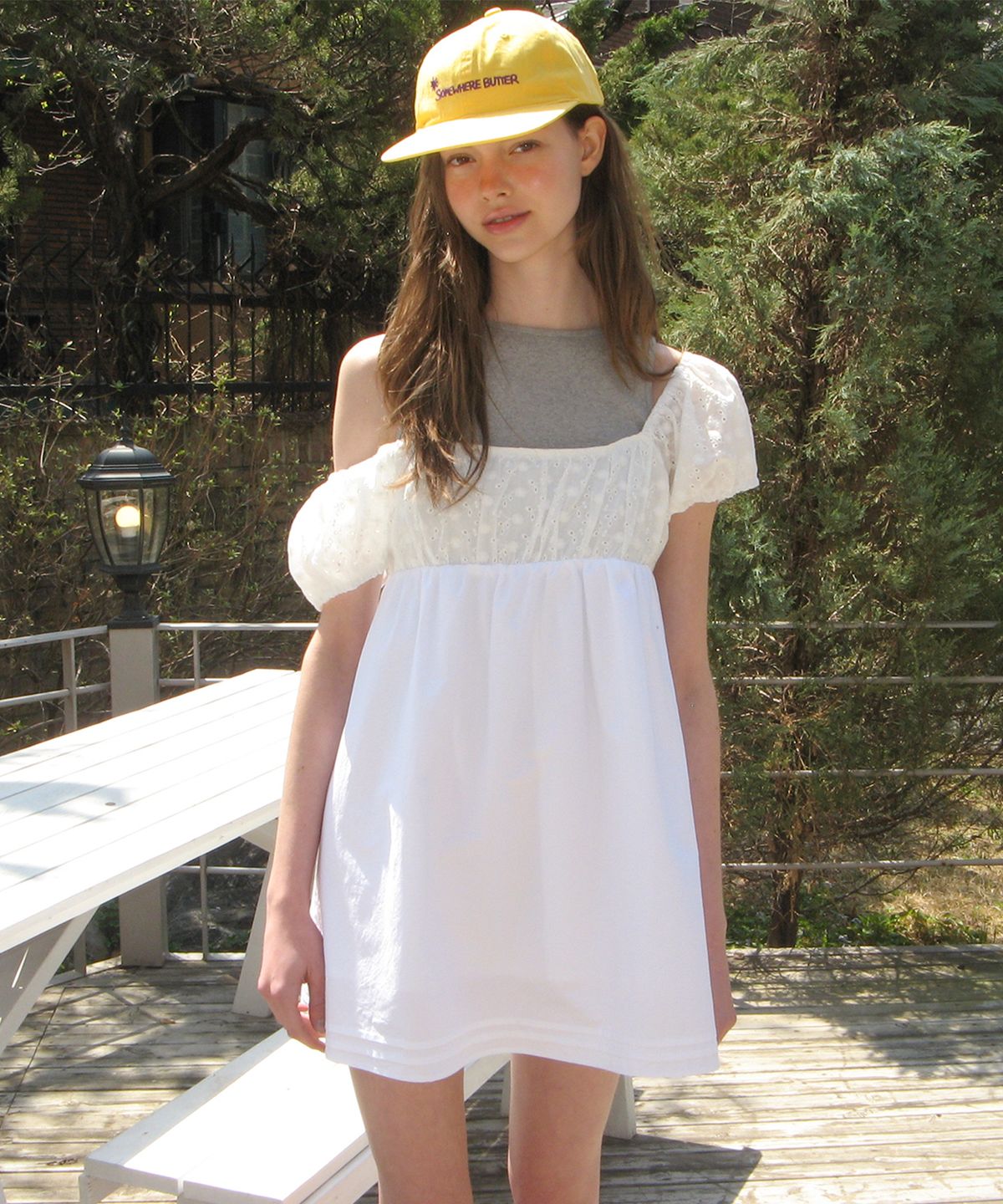 썸웨어버터(SOMEWHEREBUTTER) Dessert Lace Mini Dress - Ivory
