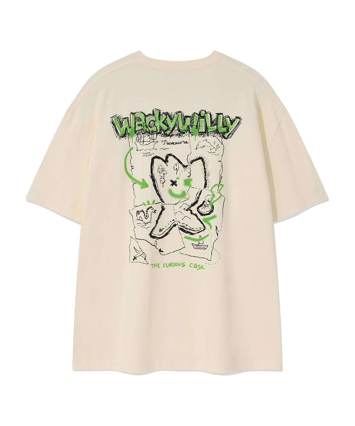 와키윌리(WACKY WILLY) 키키 아일랜드 그래픽 반팔 티셔츠 크림