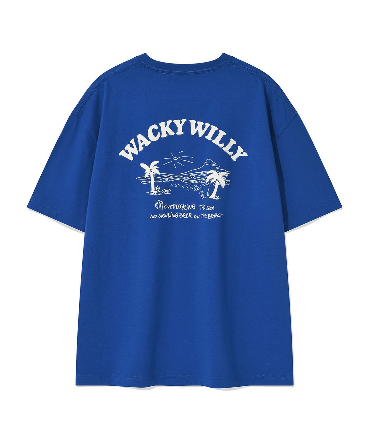 와키윌리(WACKY WILLY) 비치 그래픽 바캉스 반팔 티셔츠 블루