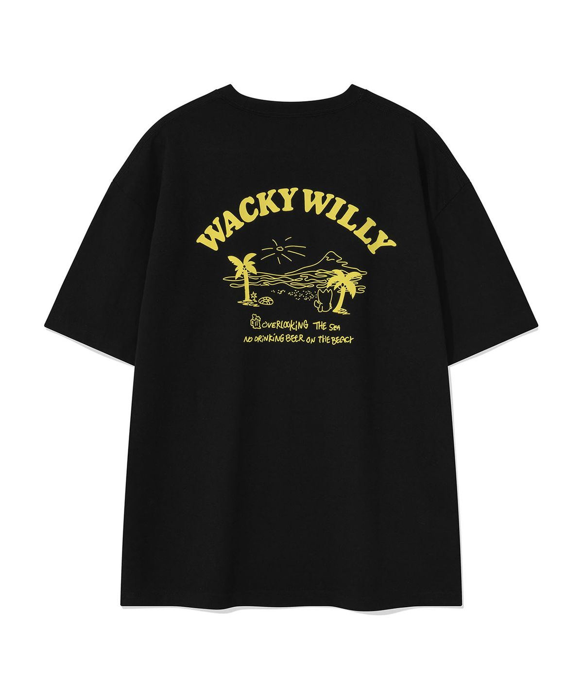 와키윌리(WACKY WILLY) 비치 그래픽 바캉스 반팔 티셔츠 블랙
