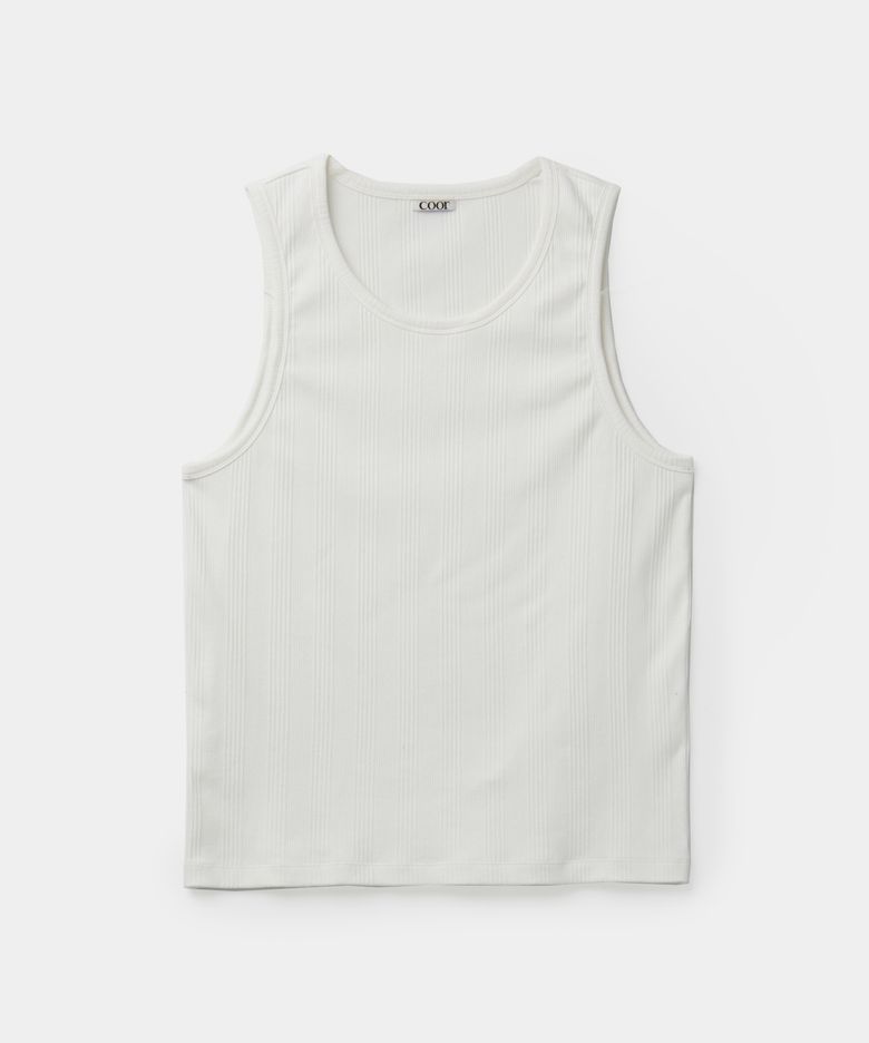 스쿱넥 리브드 탱크 탑 (화이트)