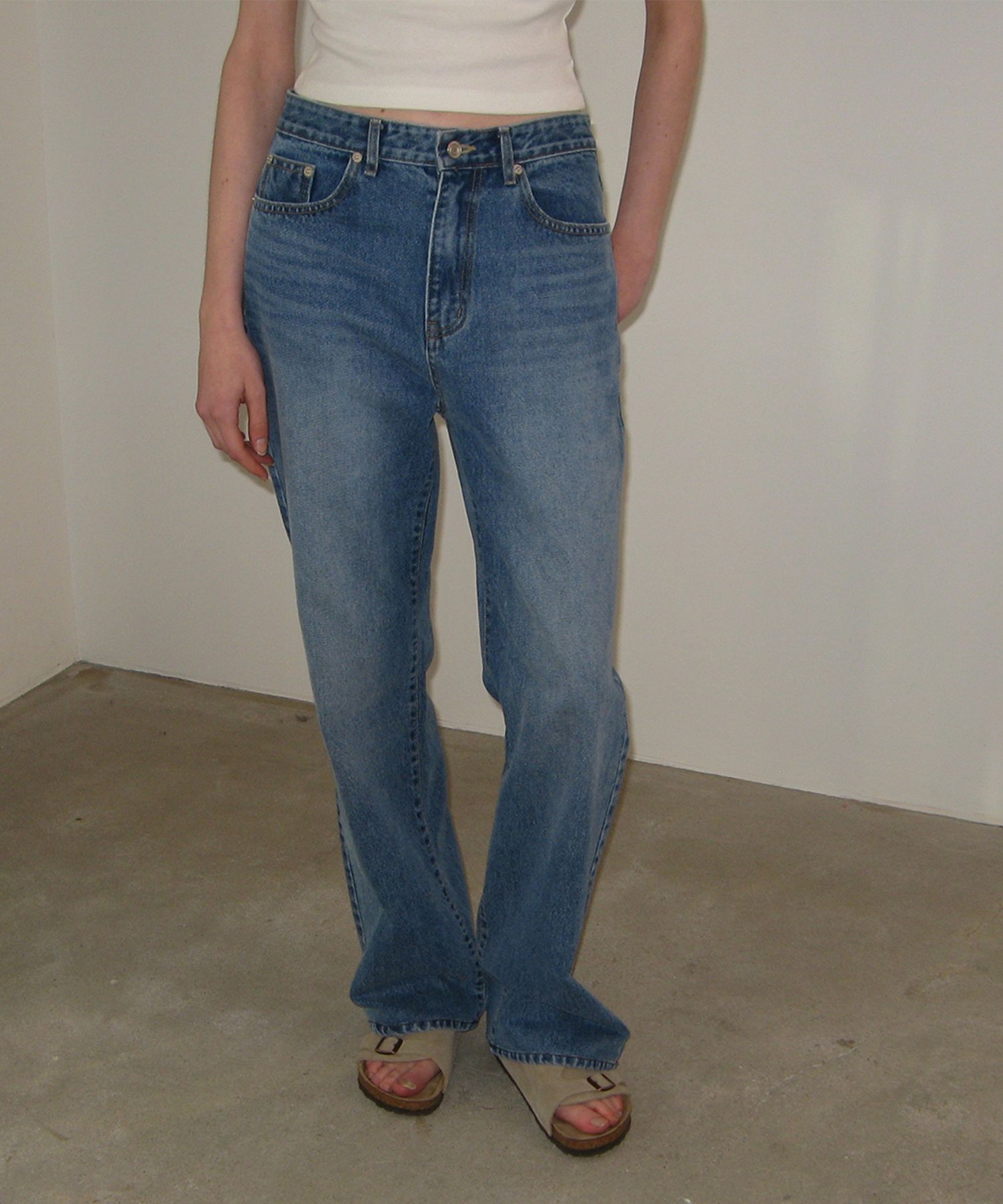 SOMEWHERE BUTTER ♥ Ten Wide Denim Pants /追跡付 MUSINSA公式 | SOMEWHEREBUTTER Ten Wide Denim Pants - Middle Blue