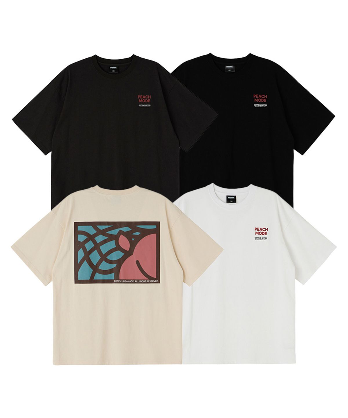 어반에이지(URBANAGE) [2PACK] PEACH MODE 오버 반팔 4color