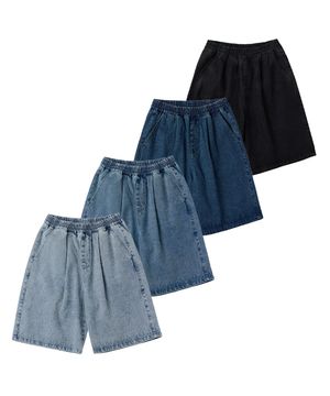 [2PACK] 버뮤다 원턱 밴딩 데님 숏 팬츠 4color