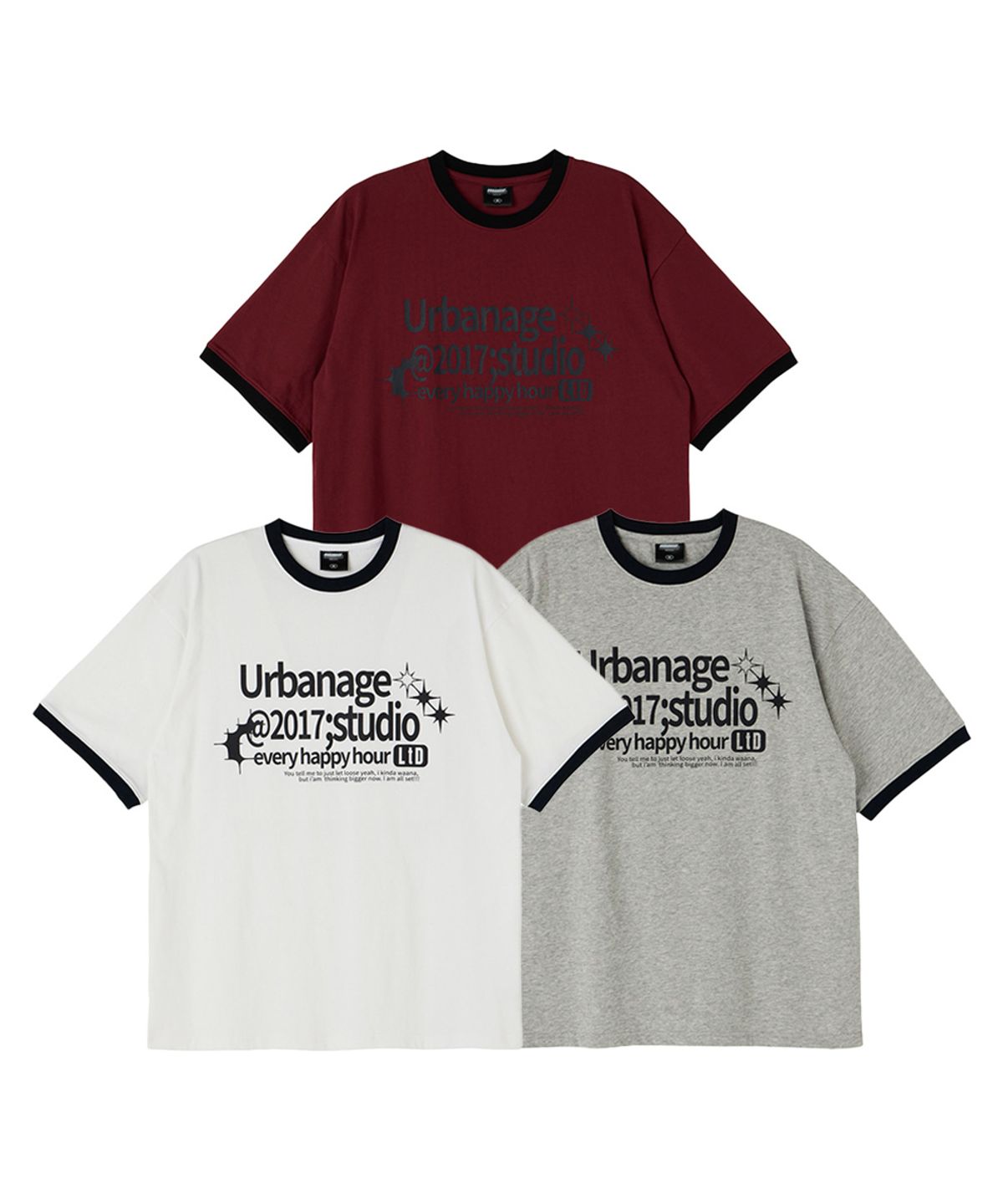 어반에이지(URBANAGE) [2PACK] STUDIO 링거 오버 반팔 3color