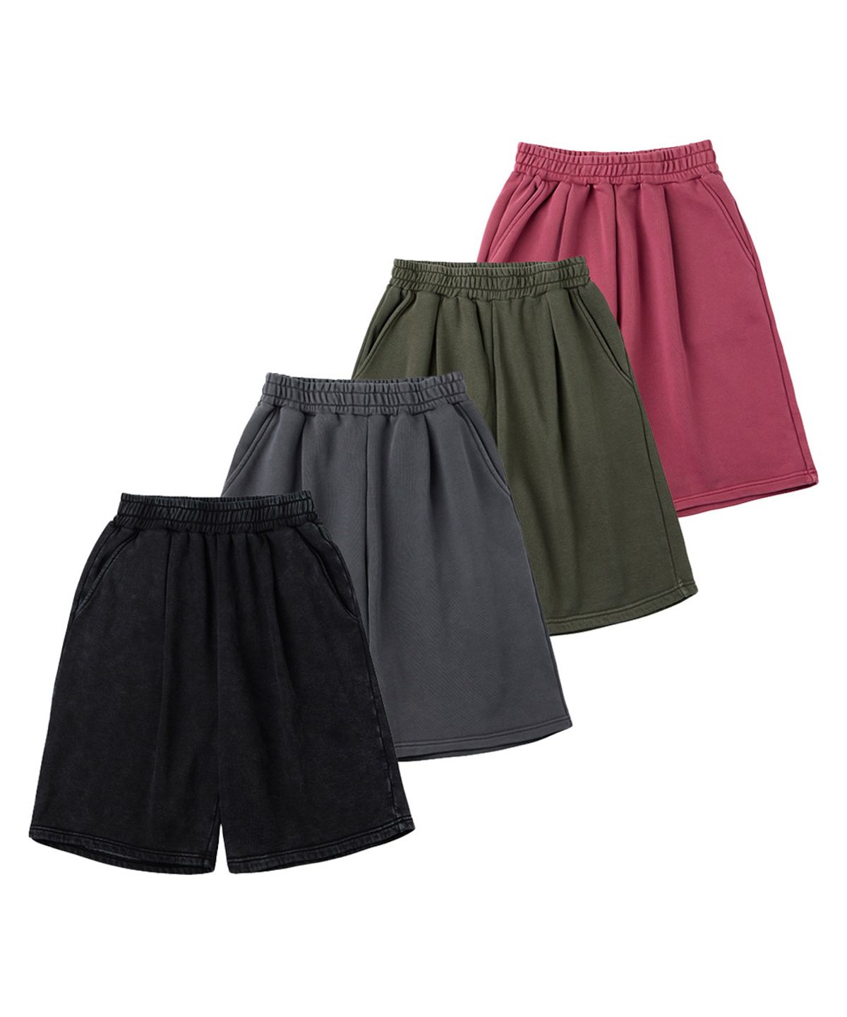 어반에이지(URBANAGE) [2PACK] 버뮤다 피그먼트 원턱 스웨트 숏 팬츠 4color