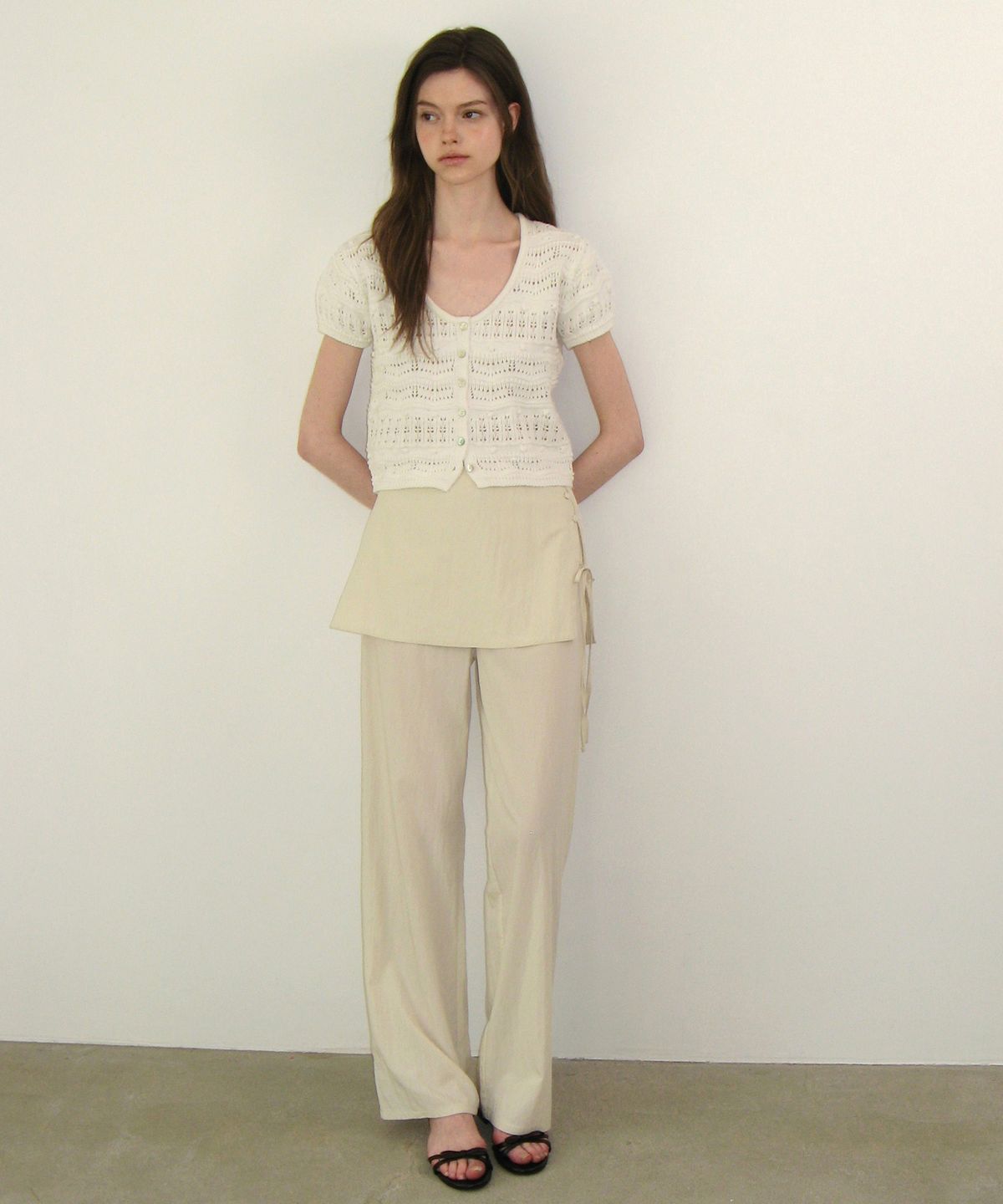 썸웨어버터(SOMEWHEREBUTTER) Muse Layered Skirt Pants - Cream