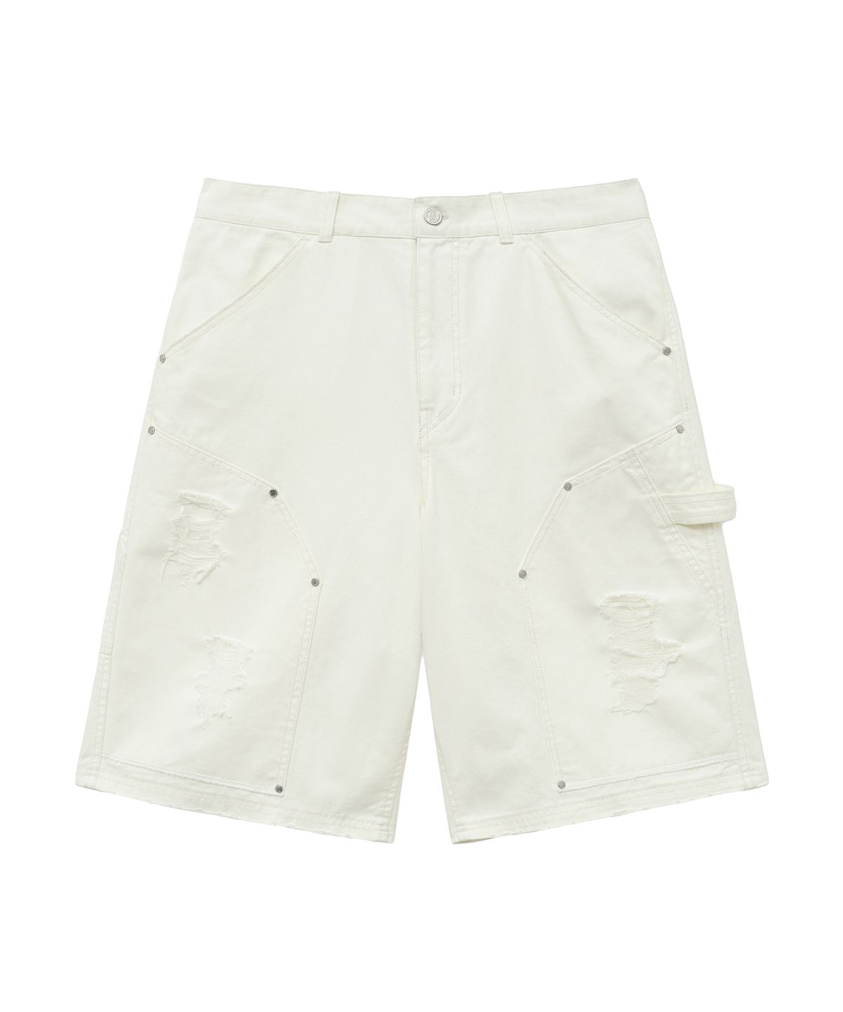 언지미크(UNGIMMICK) DISTRESSED BERMUDA SHORTS (WHITE)
