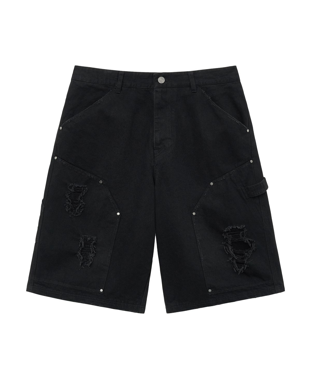 언지미크(UNGIMMICK) DISTRESSED BERMUDA SHORTS (BLACK)