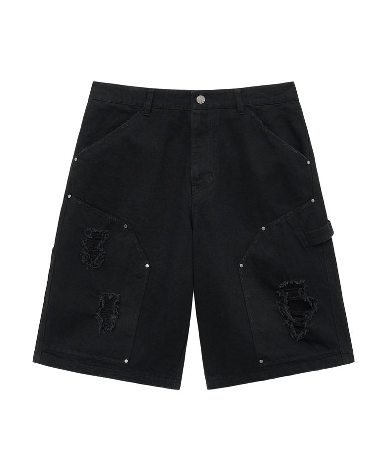 DISTRESSED BERMUDA SHORTS (BLACK)
