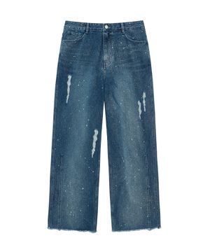 BLEACH WASH DENIM PANTS (BLUE)