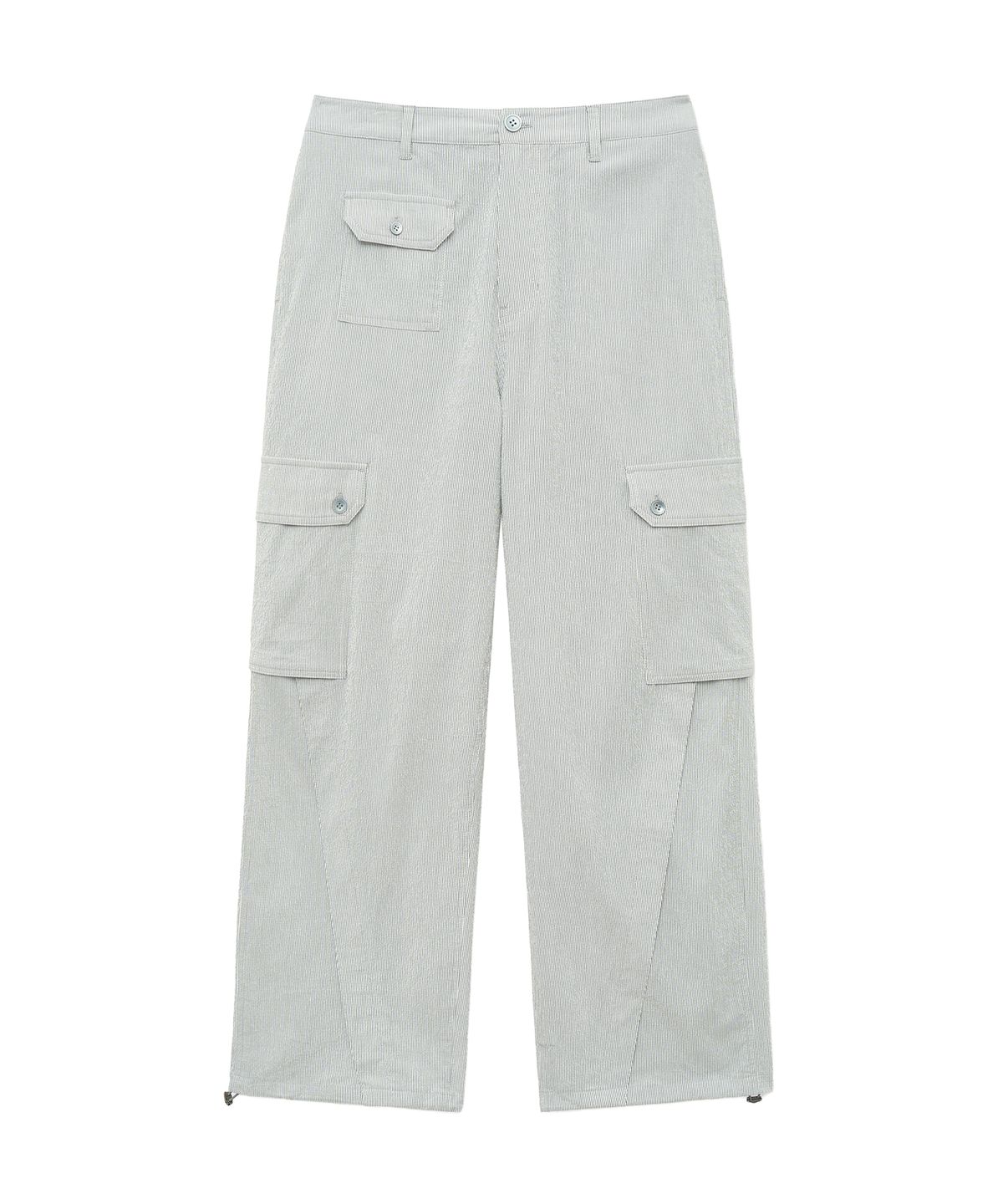 언지미크(UNGIMMICK) PINSTRIPE CARGO PANTS (LIGHT GRAY)