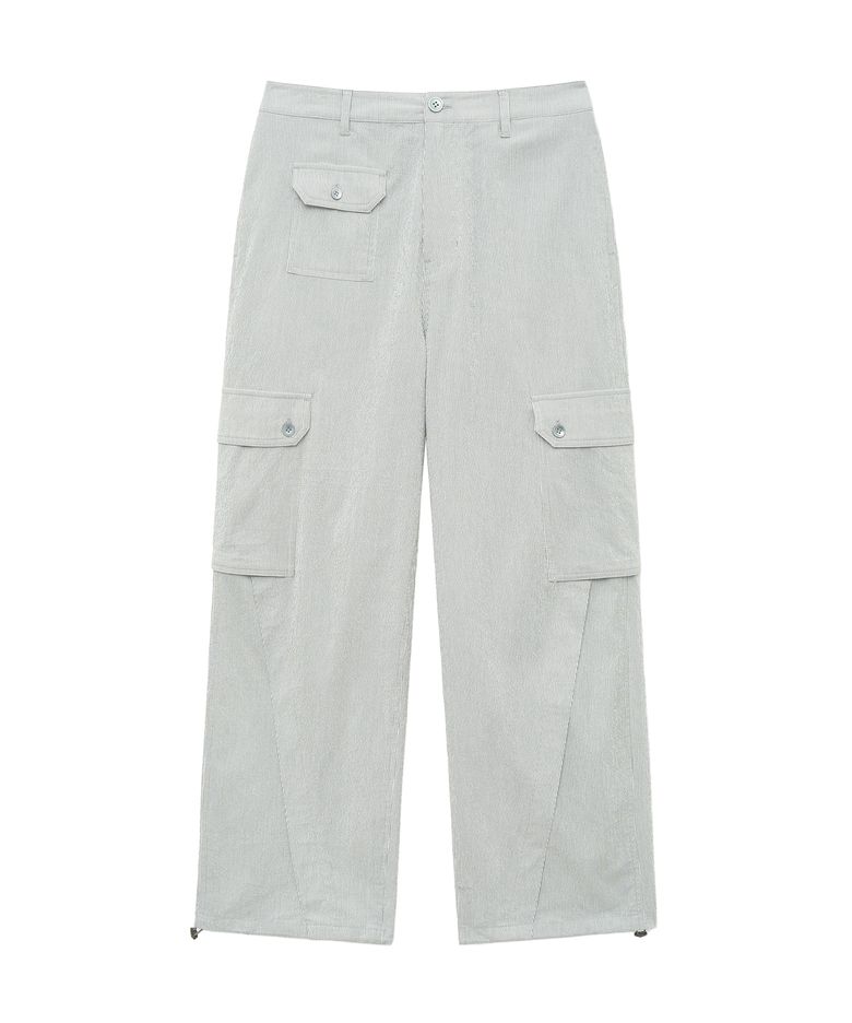 PINSTRIPE CARGO PANTS (LIGHT GRAY)