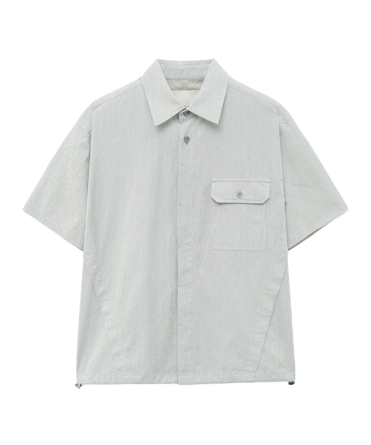 언지미크(UNGIMMICK) PINSTRIPE SHORT SLEEVE SHIRT (LIGHT GRAY)