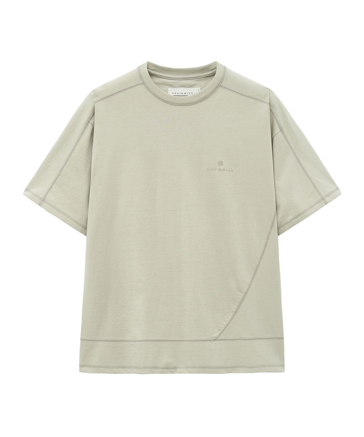 언지미크(UNGIMMICK) CURVED STITCH T-SHIRT (IVORY)