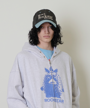 Rockstar cat Nylon cap (Charcoal/Sky Blue)