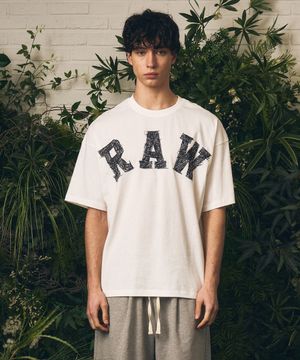 RAW sketch half T-shirts white