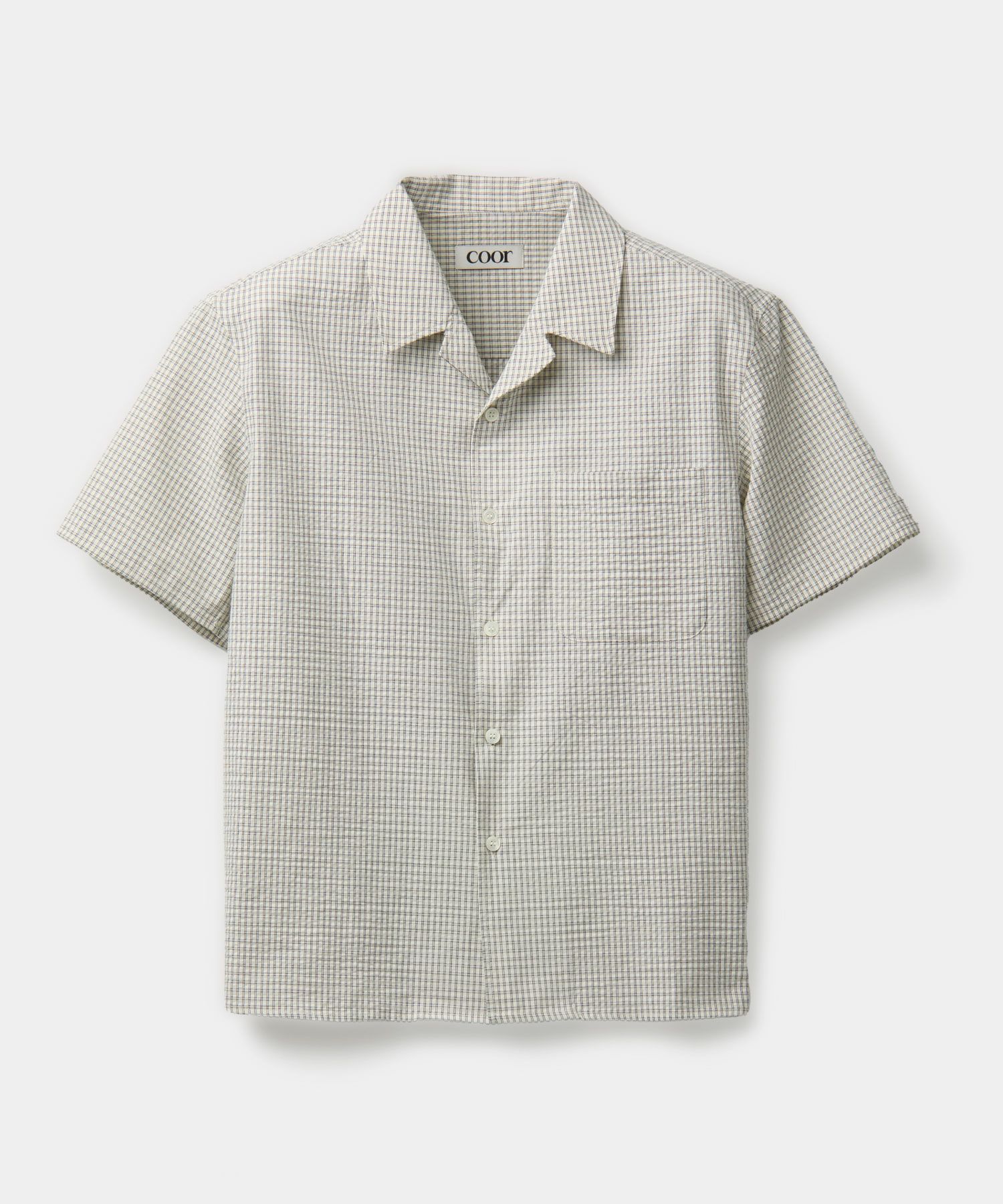 ★COOR★ Micro Checkered Open Collar Shirt MUSINSA | COOR Micro Check Open Collar Shirt (White Check)