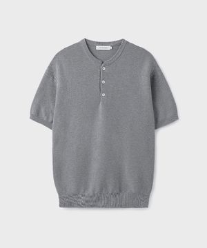 HARD TWIST HENLEY-NECK HALF KNIT [MELANGE GRAY]