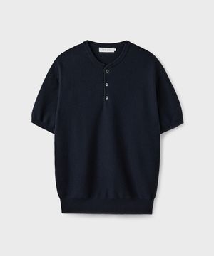 HARD TWIST HENLEY-NECK HALF KNIT [INK NAVY]