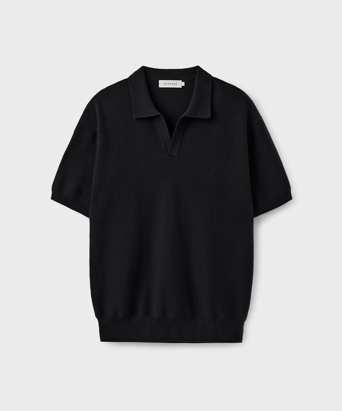 유니온블루(UNION BLUE) HARD TWIST SPREAD POLO HALF KNIT [BLACK]