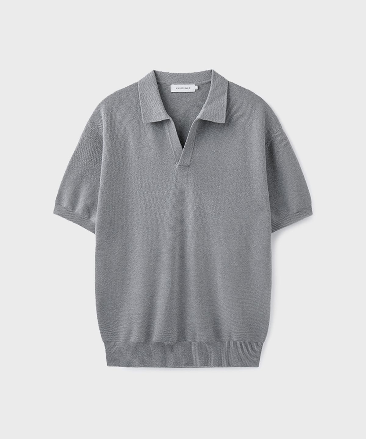 유니온블루(UNION BLUE) HARD TWIST SPREAD POLO HALF KNIT [MELANGE GRAY]