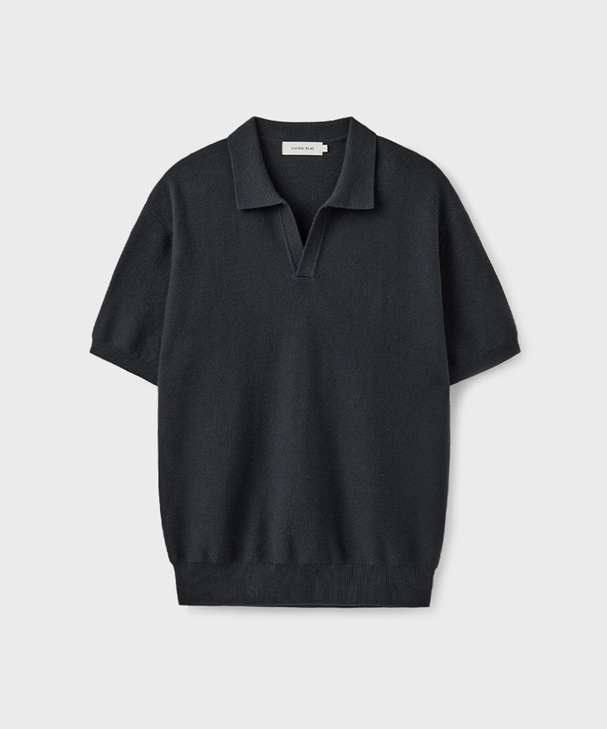 유니온블루(UNION BLUE) HARD TWIST SPREAD POLO HALF KNIT [GRAPHITE]