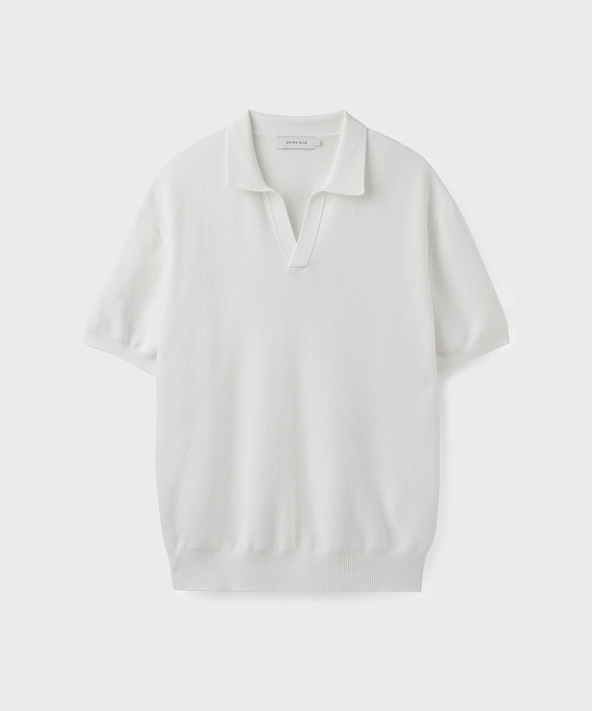 유니온블루(UNION BLUE) HARD TWIST SPREAD POLO HALF KNIT [OFF WHITE]