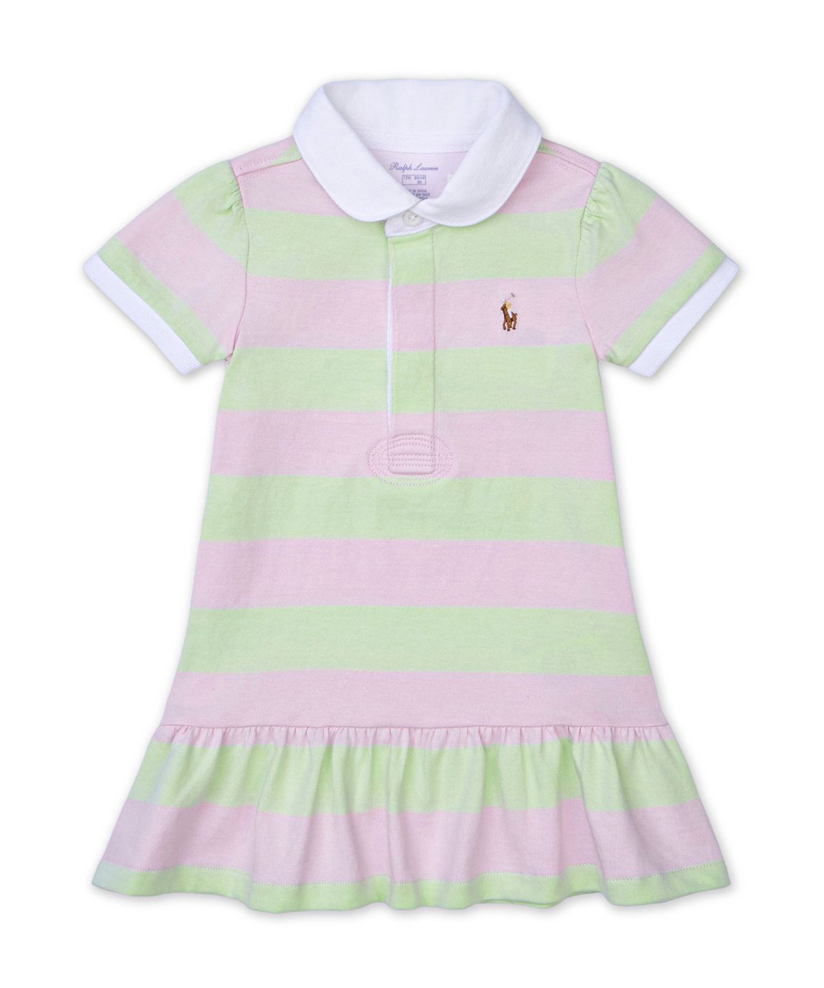 폴로 랄프 로렌 칠드런(POLO RALPH LAUREN CHILDREN) 스트라이프 코튼 럭비 드레스 앤 블루머-라이크 핑크