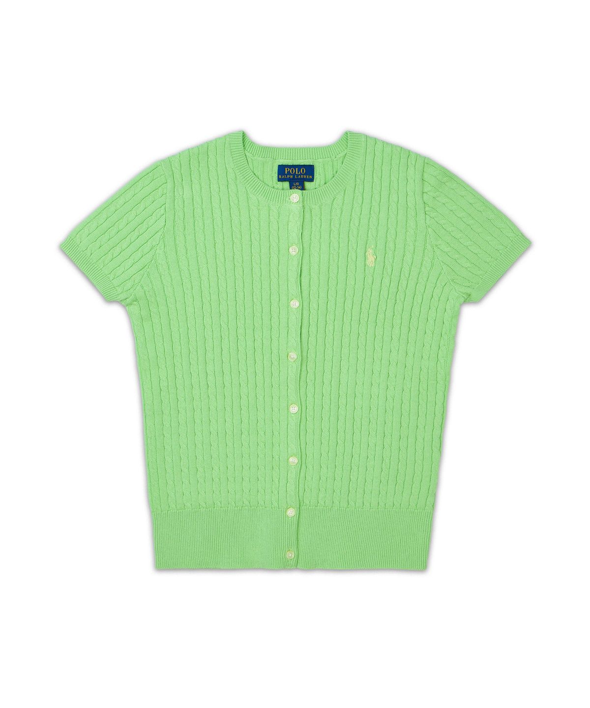 폴로 랄프 로렌 칠드런(POLO RALPH LAUREN CHILDREN) [여아 7-17세]미니 케이블 코튼 숏 슬리브 카디건-그린