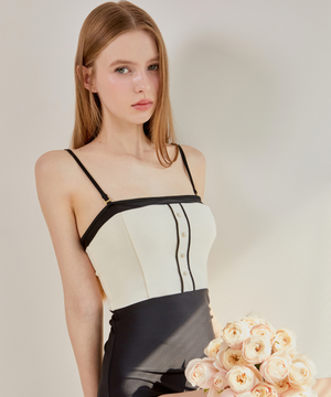 블랑누아 버튼 모노키니 - Black