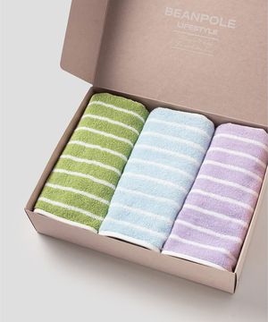 스트라이프 세면타월 3매 SET - 스카이 블루