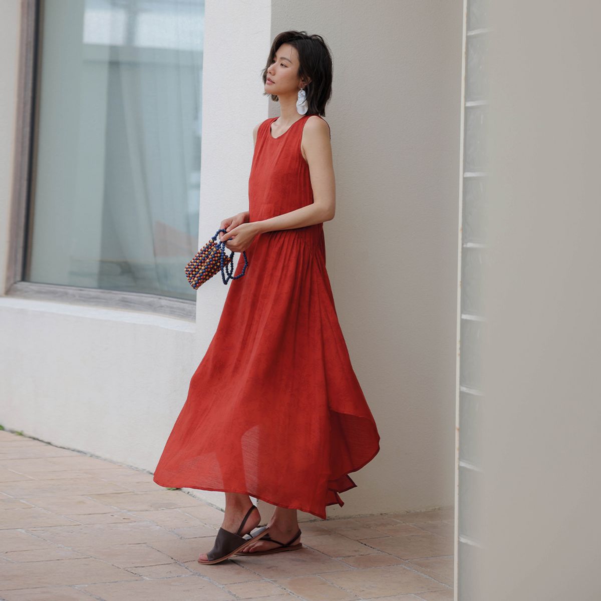 랭썬(LANGSON) LS_Stitching irregular long dress