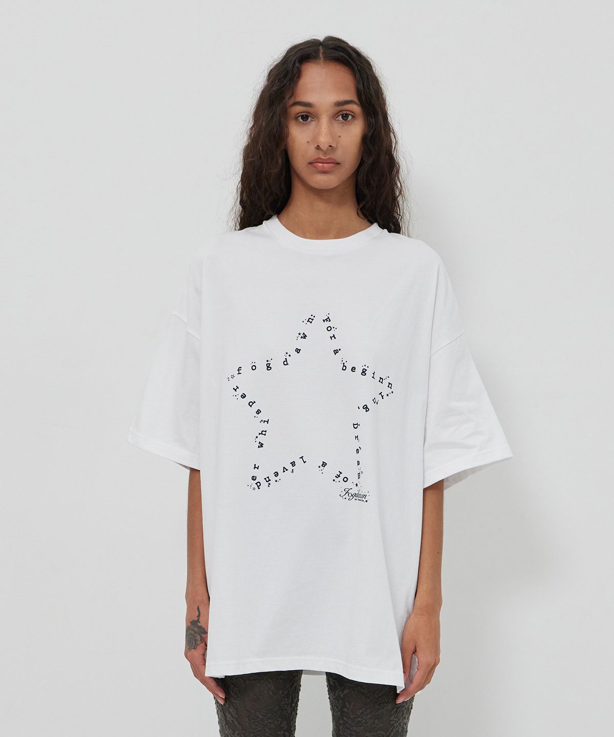 MUSINSA FOGDAWN Star Typo Big T-shirt (white)