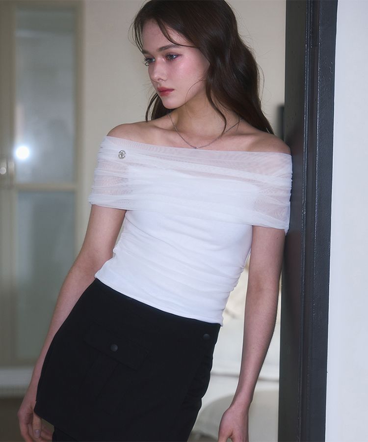 ★Rose Frantz★ Sha Layered Off Shoulder T-shirt (3色) MUSINSA | ROSÉ FRANTZ Sha Layered Off Shoulder T-shirt [Pink]