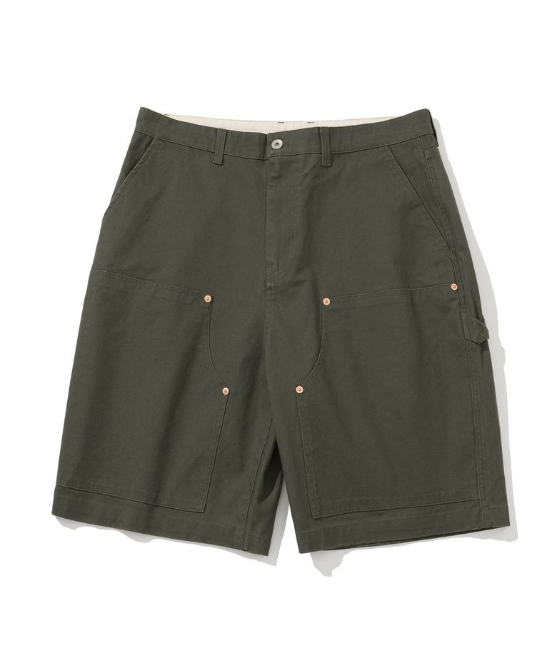 double knee short pants olive