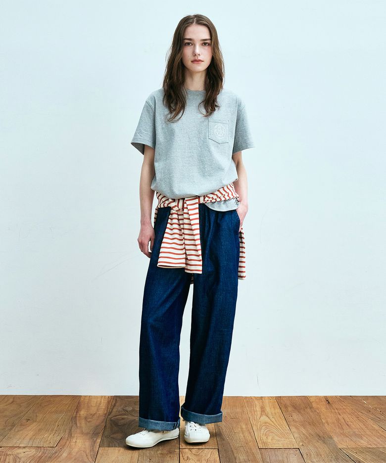 easy denim string pants 6oz(womens) Indigo washed
