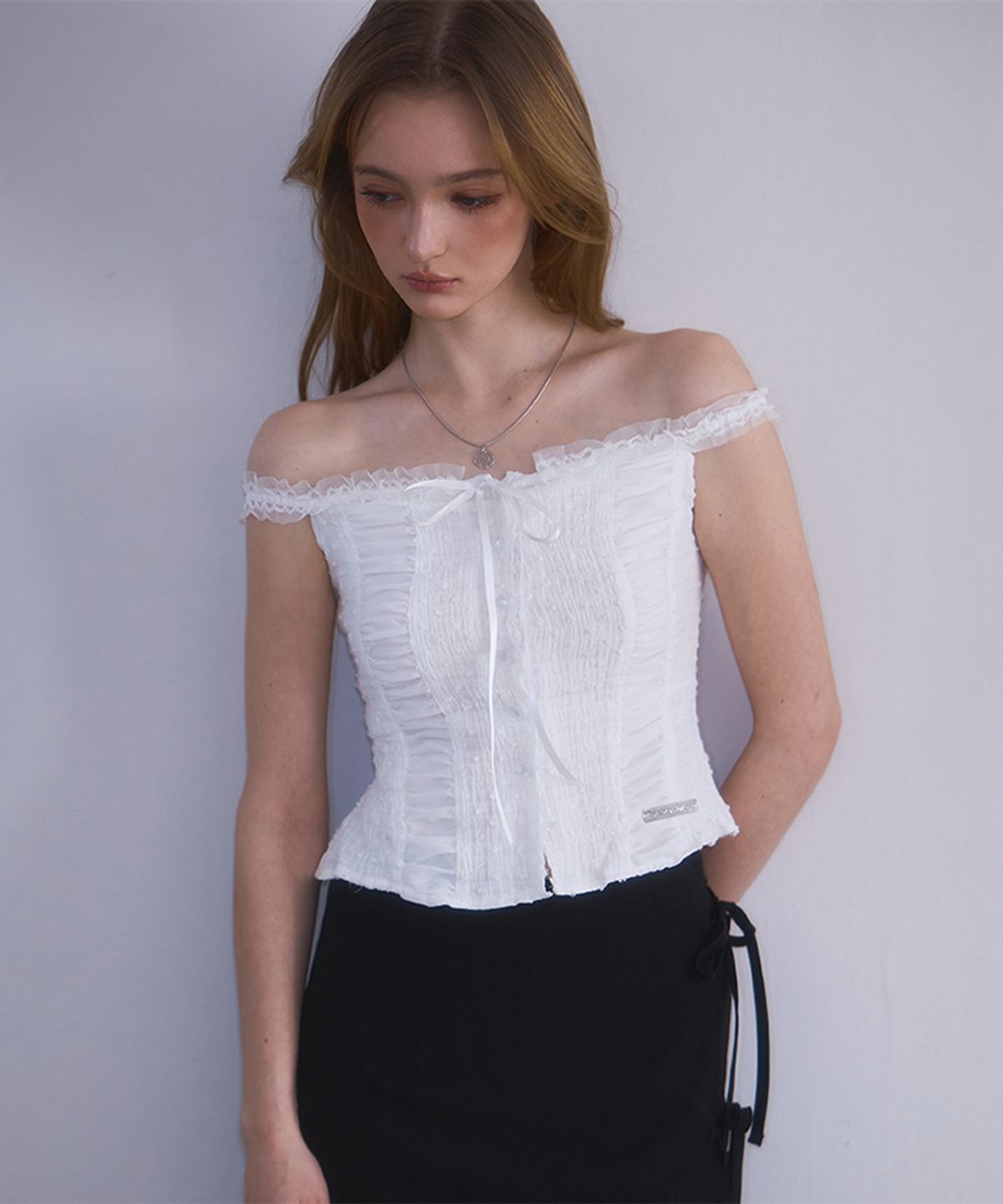 로제프란츠(ROSEFRANTZ) Lace Off Shoulder Sleeveless [White]