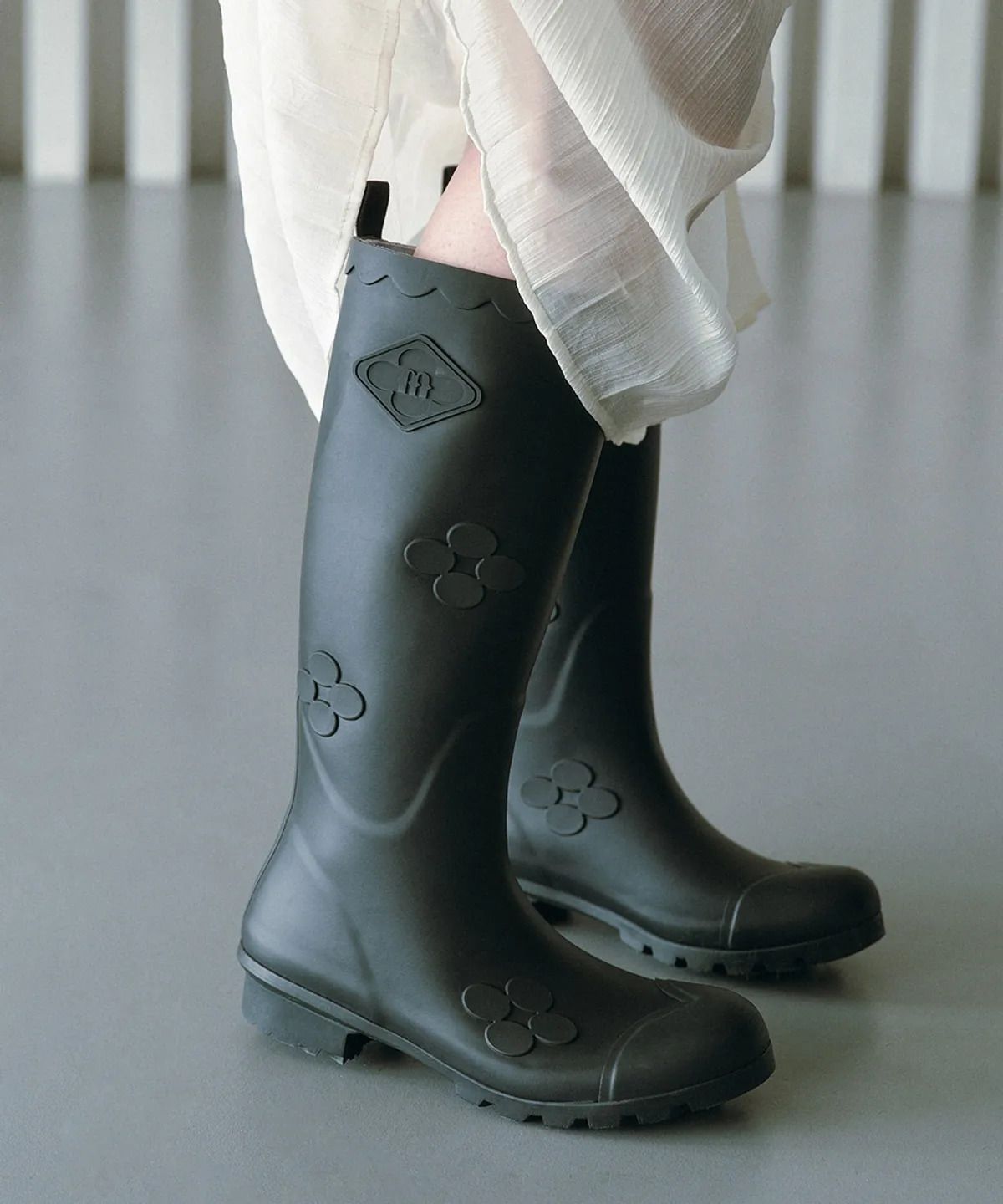 락피쉬웨더웨어(ROCKFISH WEATHERWEAR) [X MINJUKIM] FLORAL PATCH RAIN BOOTS LONG - 4 colors