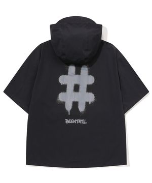 스프레이 로고 우븐 아노락 점퍼(블랙)